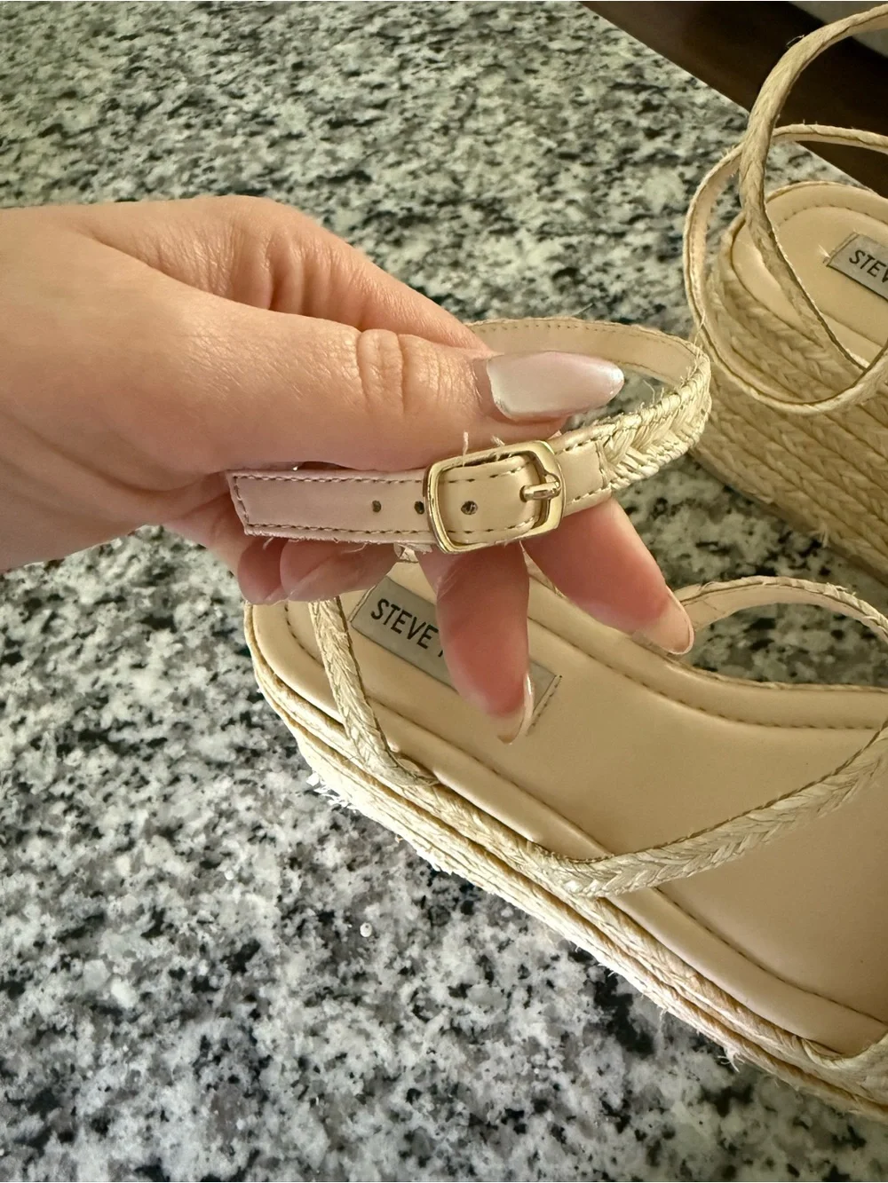 Steve Madden Beige Braided Espadrille Wedge Sandals